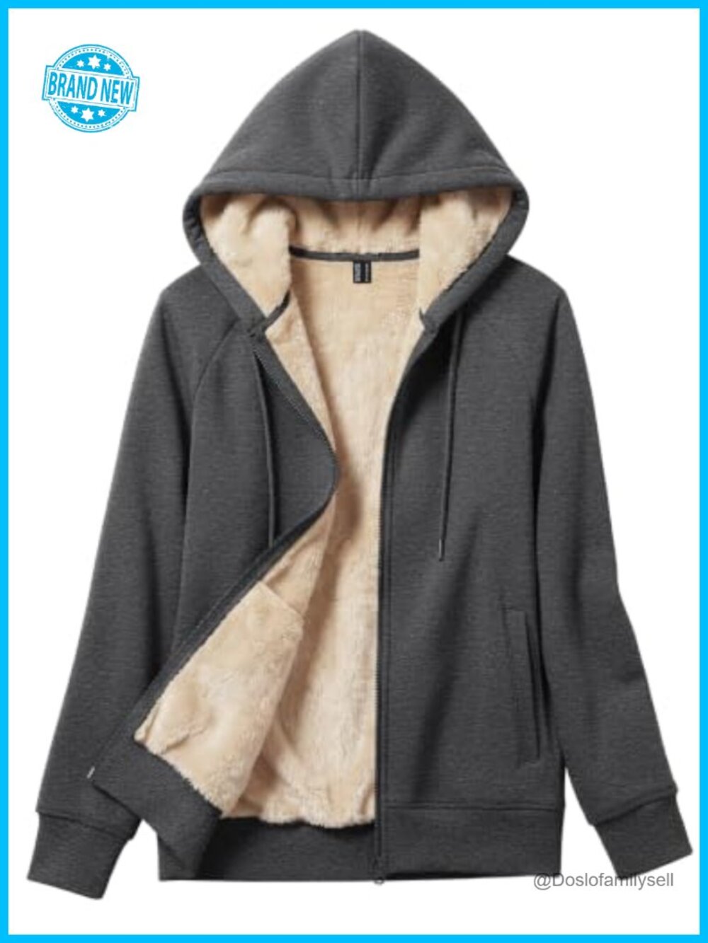 Women's Sherpa Fleece Lined Zip Up Hoodie Sweatshirt Warm Winter Jacket